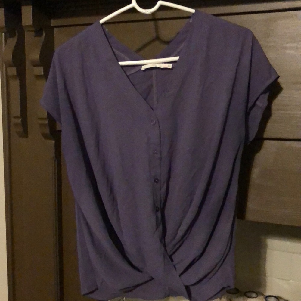 Purple button down with twist bottom